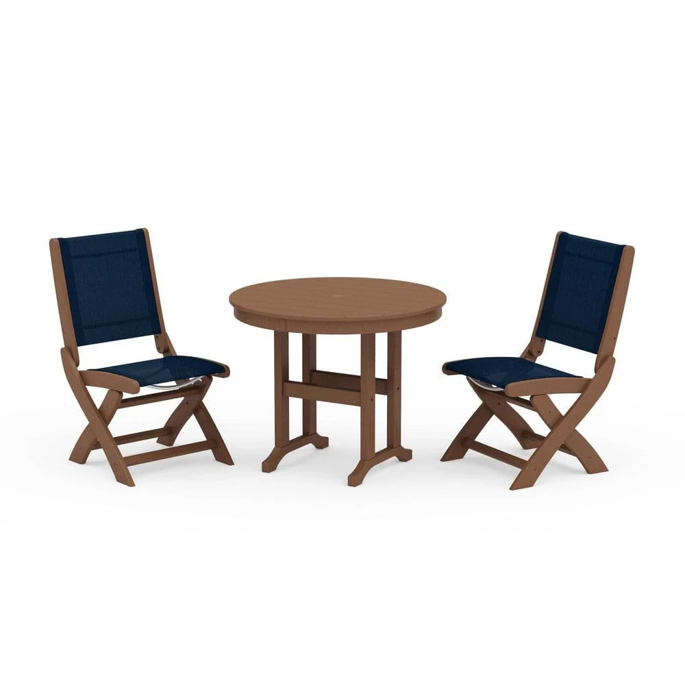 POLYWOOD® - Coastal Folding Side Chair 3-Piece Round Dining Set - PWS1329 - Image 58