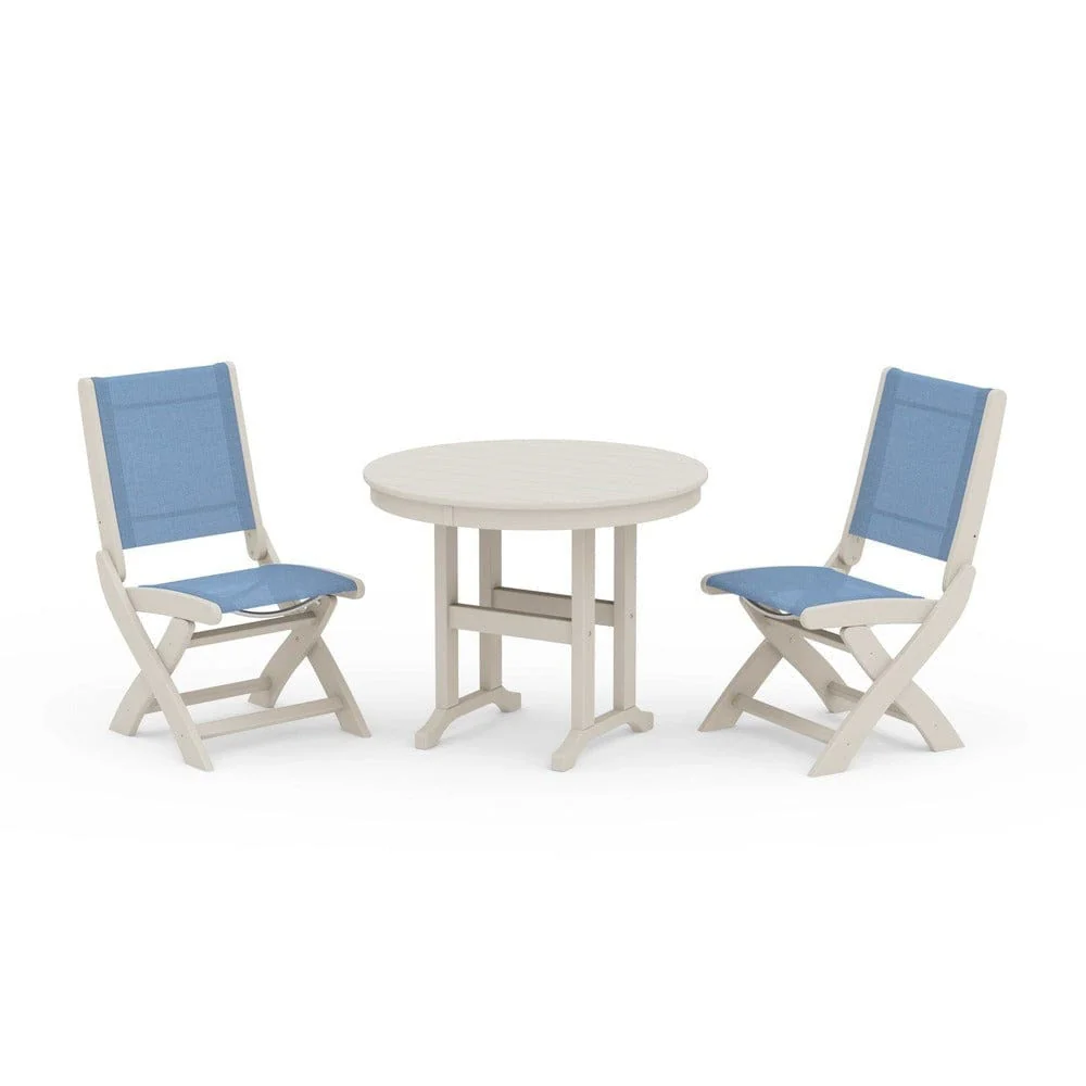 POLYWOOD® - Coastal Folding Side Chair 3-Piece Round Dining Set - PWS1329 - Image 6