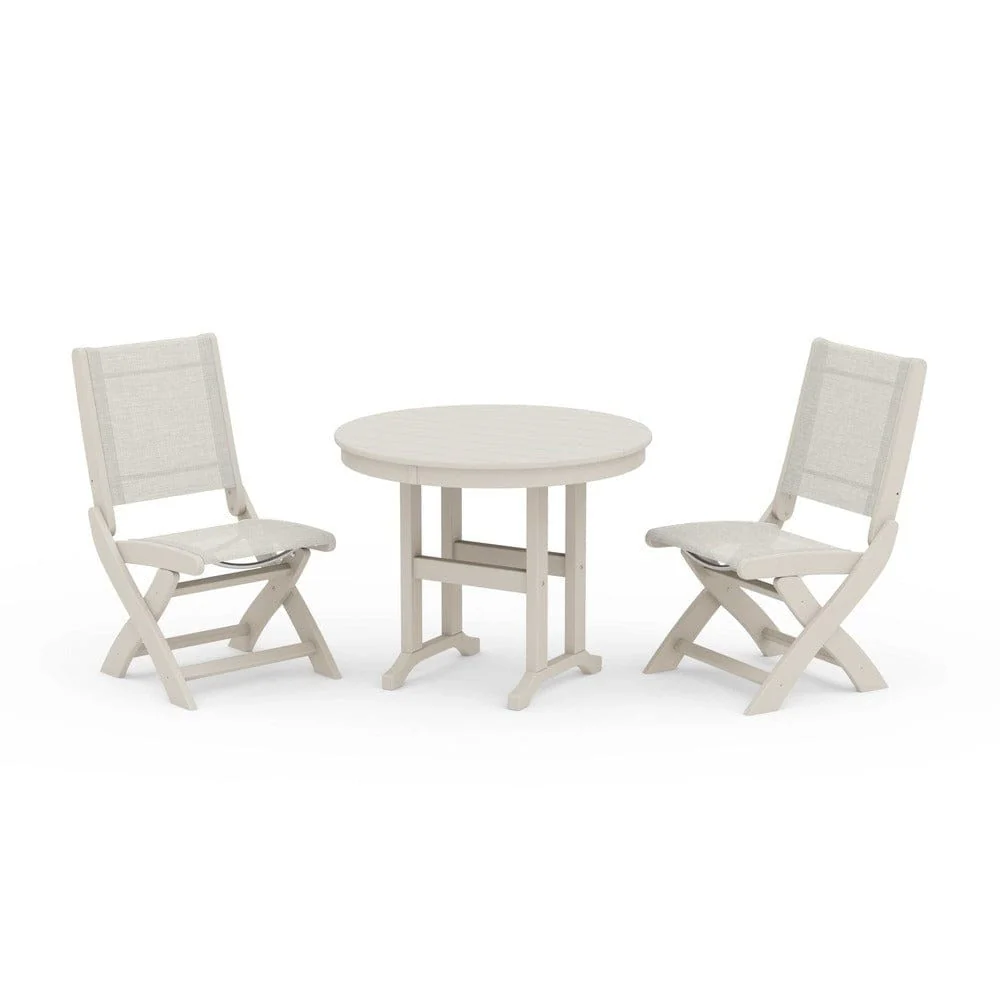 POLYWOOD® - Coastal Folding Side Chair 3-Piece Round Dining Set - PWS1329 - Image 67