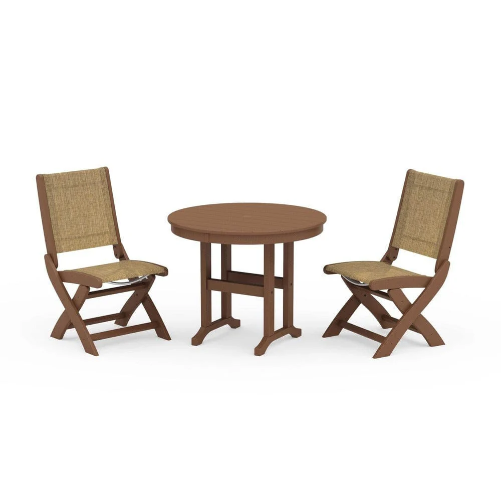 POLYWOOD® - Coastal Folding Side Chair 3-Piece Round Dining Set - PWS1329 - Image 71