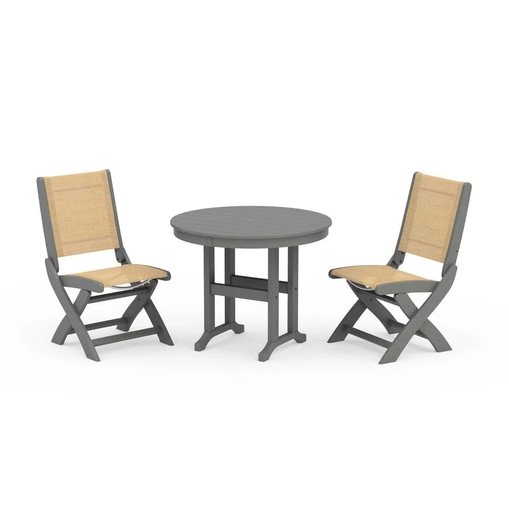 POLYWOOD® - Coastal Folding Side Chair 3-Piece Round Dining Set - PWS1329 - Image 74