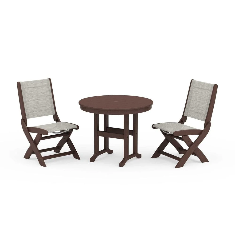 POLYWOOD® - Coastal Folding Side Chair 3-Piece Round Dining Set - PWS1329 - Image 75