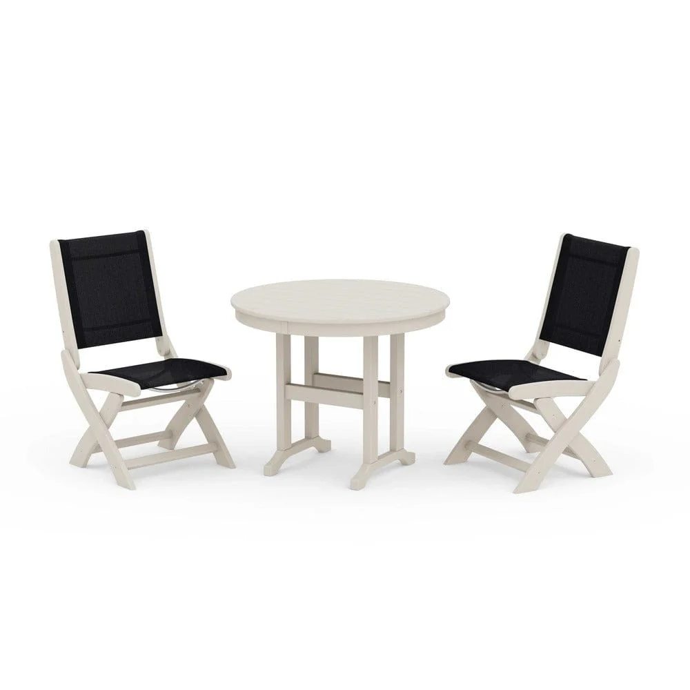 POLYWOOD® - Coastal Folding Side Chair 3-Piece Round Dining Set - PWS1329 - Image 76