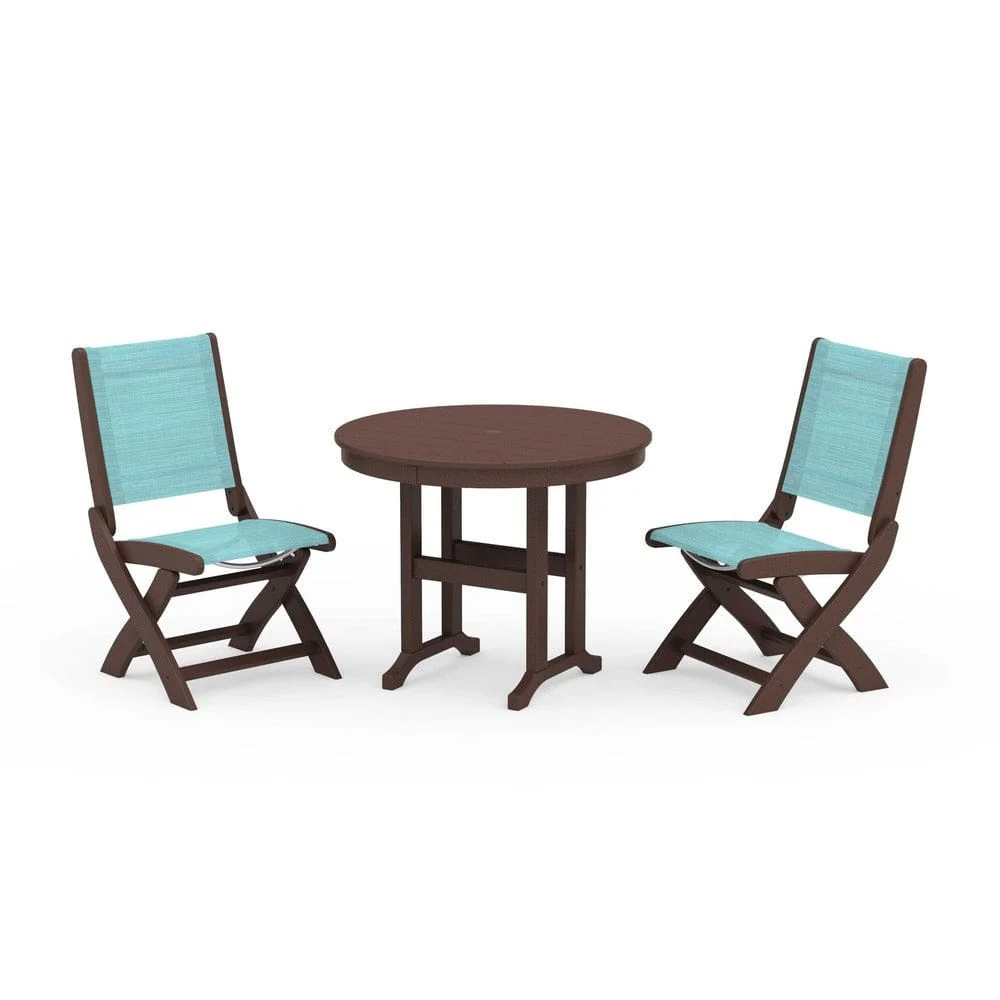 POLYWOOD® - Coastal Folding Side Chair 3-Piece Round Dining Set - PWS1329 - Image 79
