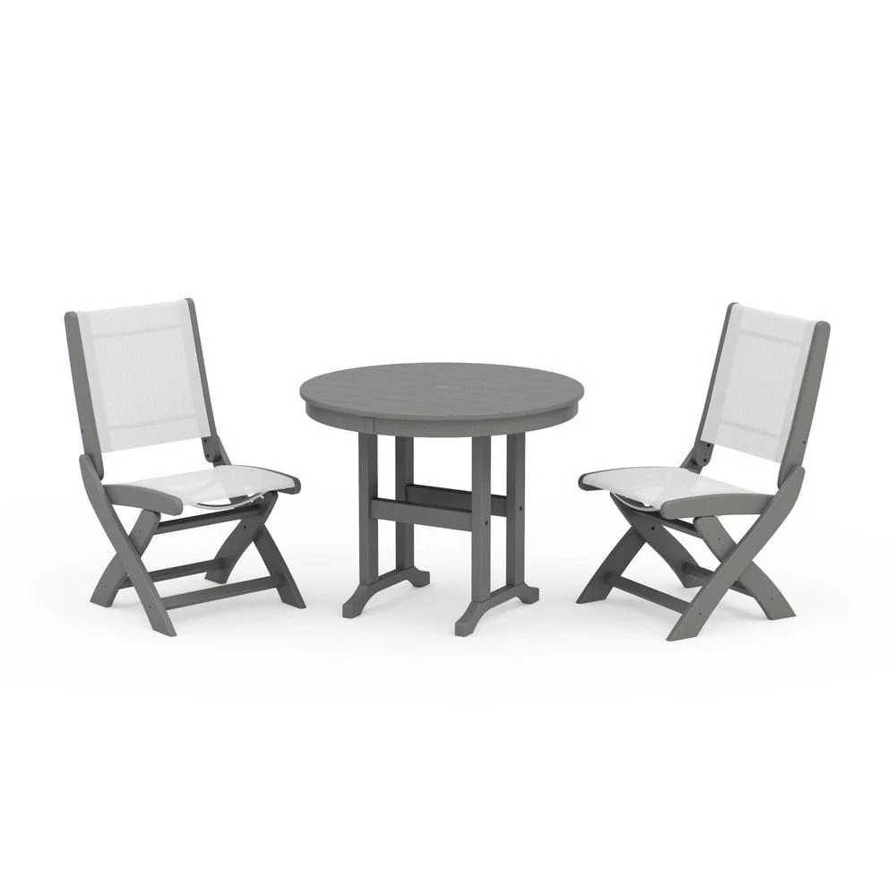POLYWOOD® - Coastal Folding Side Chair 3-Piece Round Dining Set - PWS1329 - Image 8