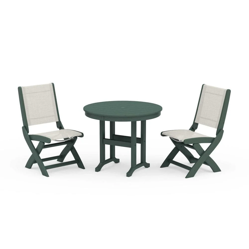 POLYWOOD® - Coastal Folding Side Chair 3-Piece Round Dining Set - PWS1329 - Image 9