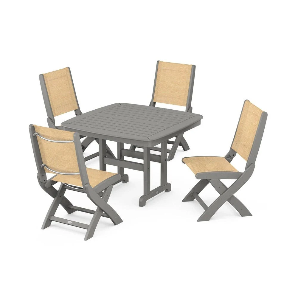 POLYWOOD® - Coastal Folding Side Chair 5-Piece Dining Set - PWS916 - Image 86