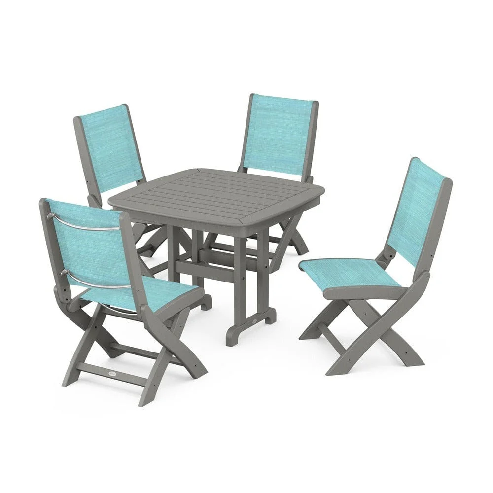 POLYWOOD® - Coastal Folding Side Chair 5-Piece Dining Set - PWS1238 - Image 100