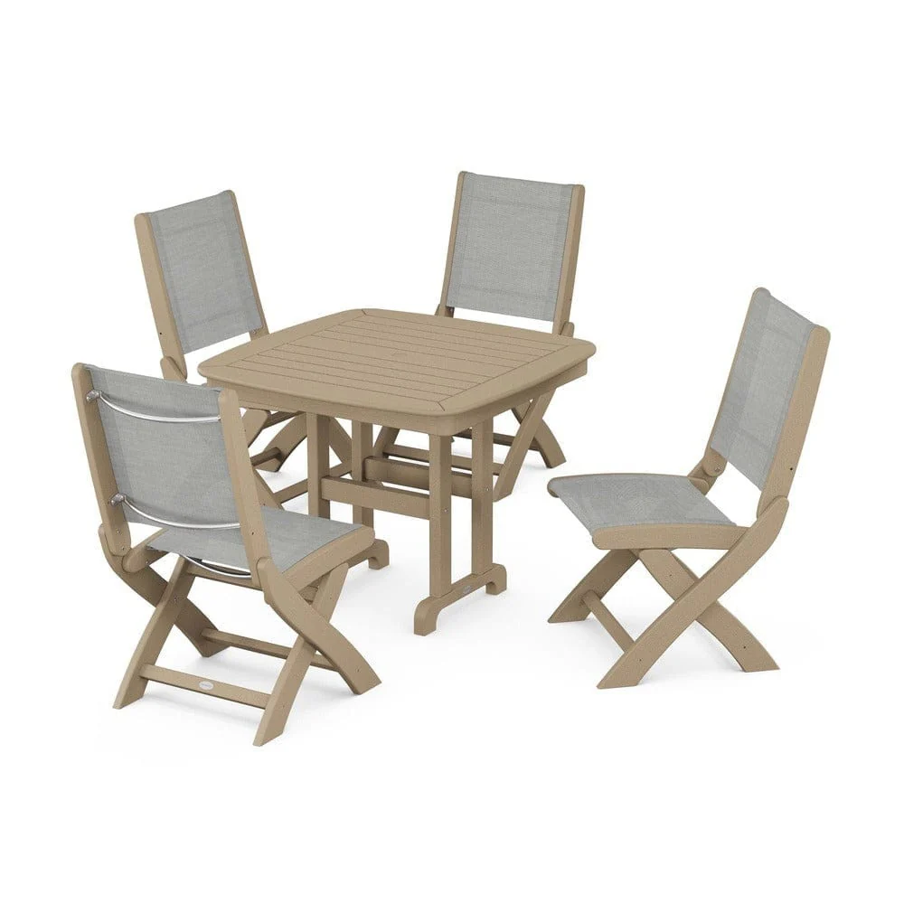 POLYWOOD® - Coastal Folding Side Chair 5-Piece Dining Set - PWS1238 - Image 103