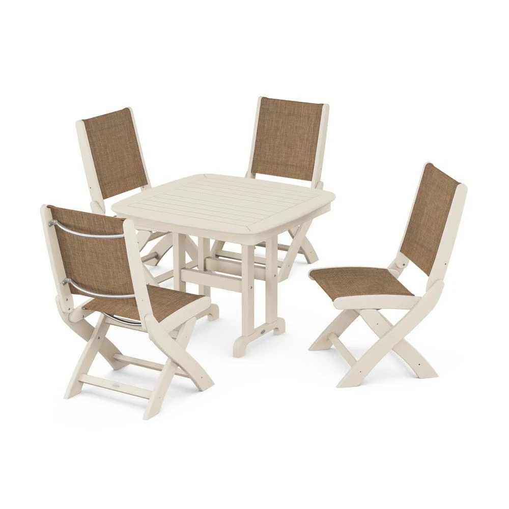 POLYWOOD® - Coastal Folding Side Chair 5-Piece Dining Set - PWS1238 - Image 4
