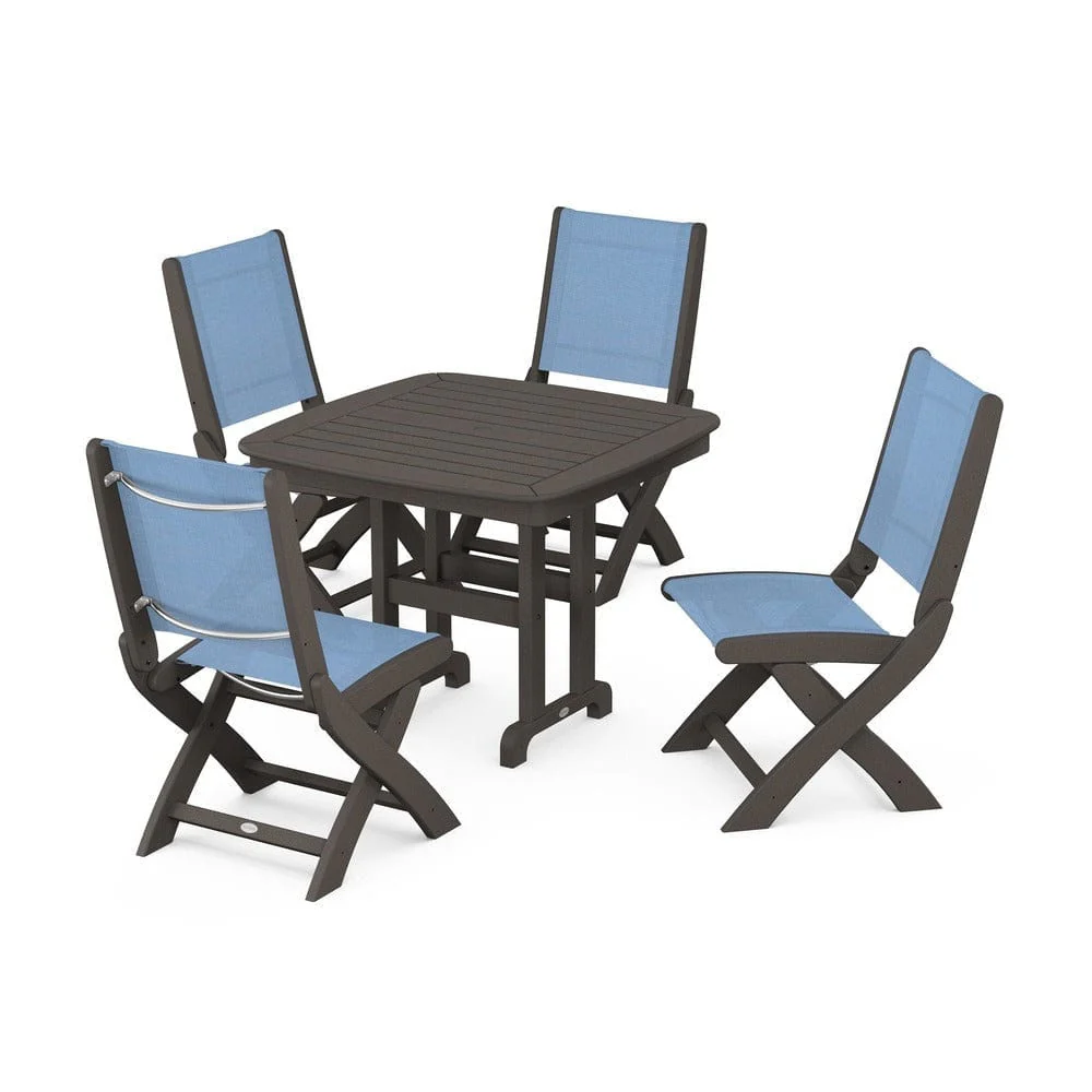 POLYWOOD® - Coastal Folding Side Chair 5-Piece Dining Set - PWS1238 - Image 45