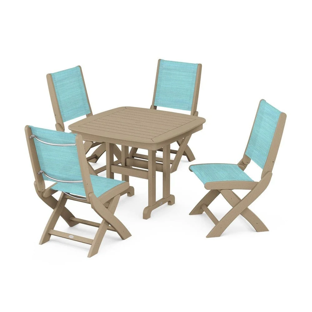 POLYWOOD® - Coastal Folding Side Chair 5-Piece Dining Set - PWS1238 - Image 71