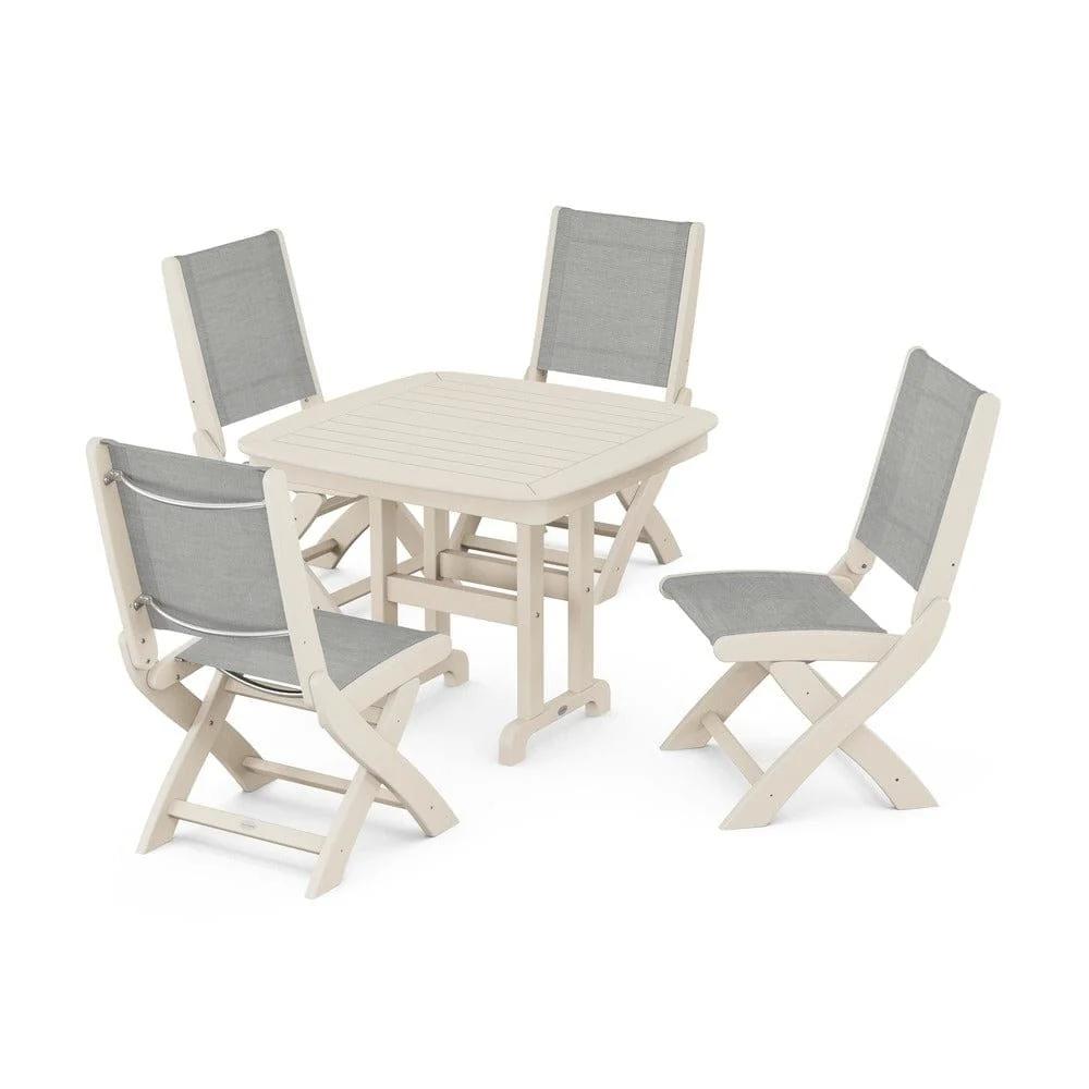 POLYWOOD® - Coastal Folding Side Chair 5-Piece Dining Set - PWS1238 - Image 75