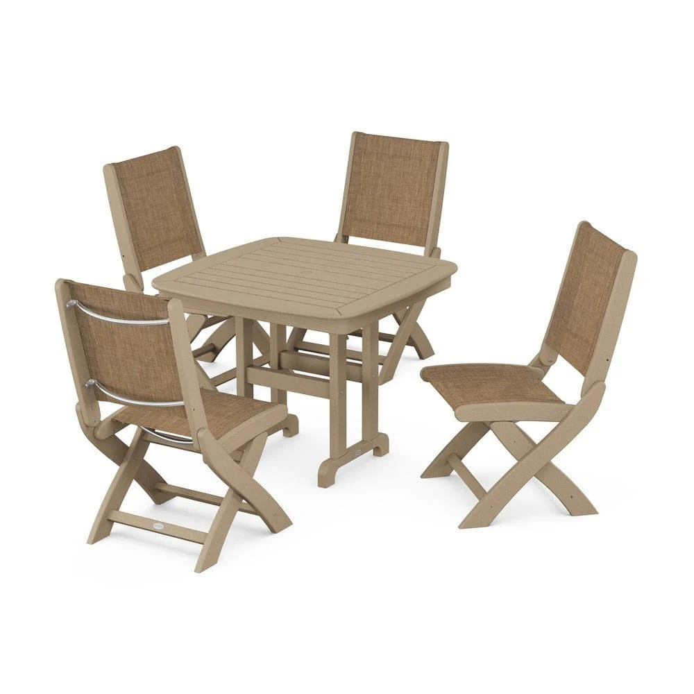 POLYWOOD® - Coastal Folding Side Chair 5-Piece Dining Set - PWS1238 - Image 80