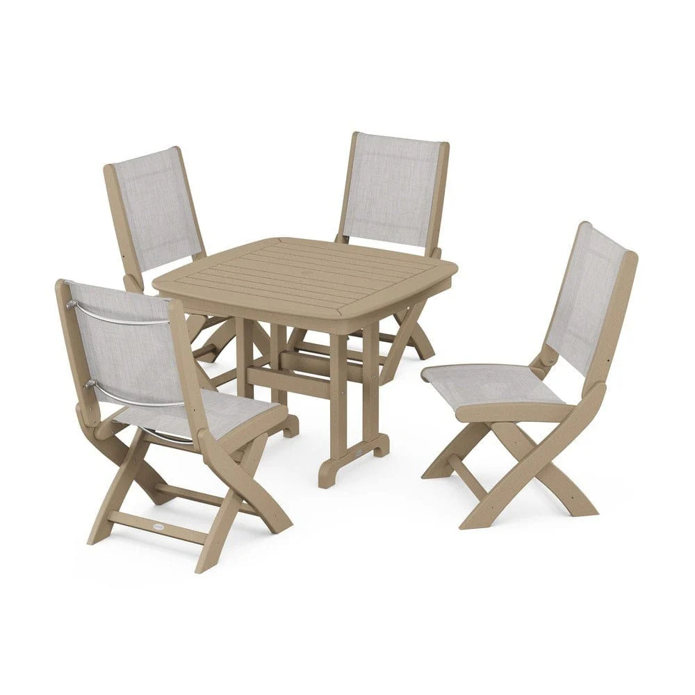 POLYWOOD® - Coastal Folding Side Chair 5-Piece Dining Set - PWS1238 - Image 81