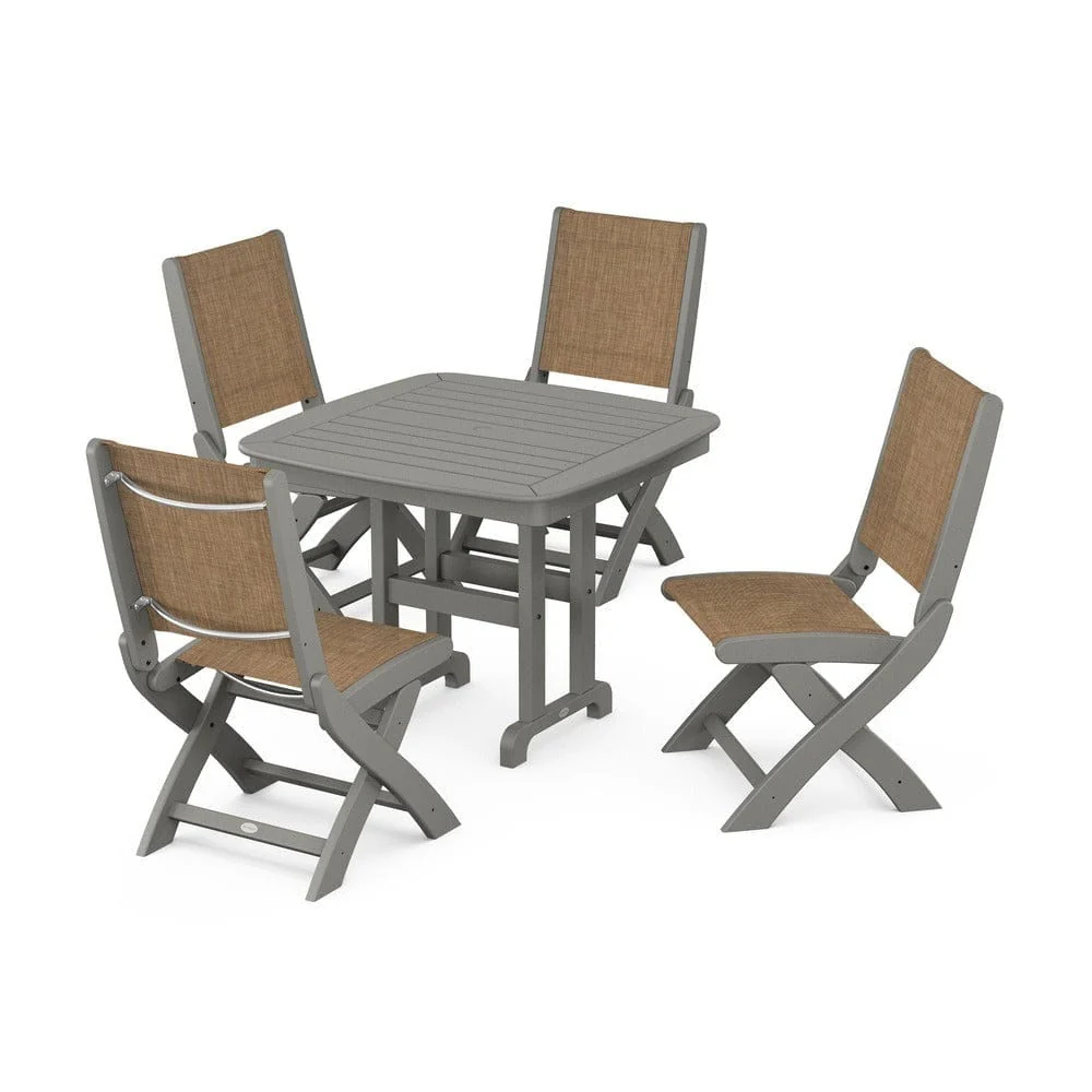 POLYWOOD® - Coastal Folding Side Chair 5-Piece Dining Set - PWS1238 - Image 90