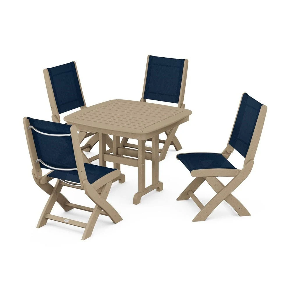 POLYWOOD® - Coastal Folding Side Chair 5-Piece Dining Set - PWS1238 - Image 97