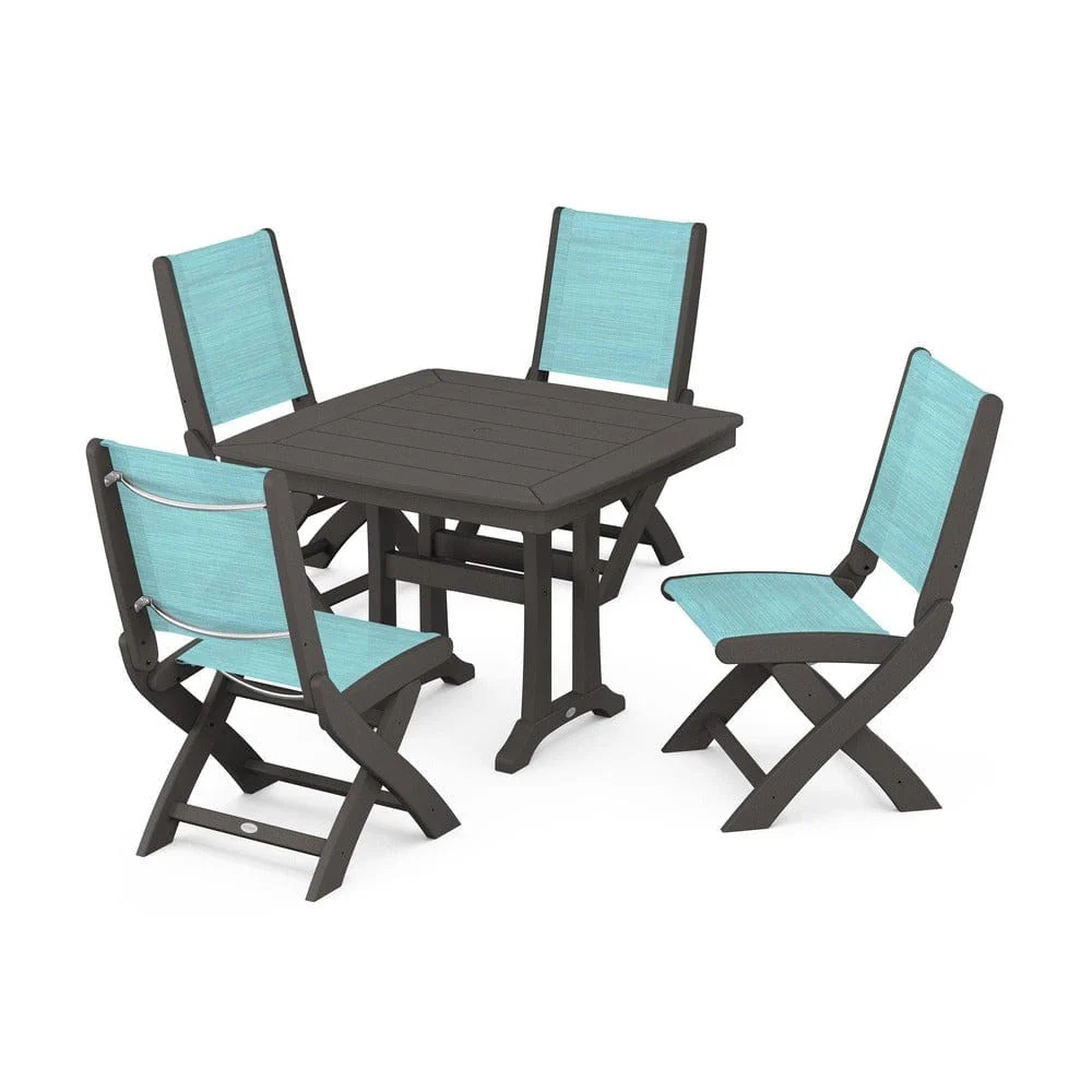 POLYWOOD® - Coastal Folding Side Chair 5-Piece Dining Set with Trestle Legs - PWS968 - Image 102