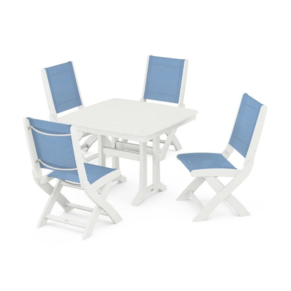 POLYWOOD® - Coastal Folding Side Chair 5-Piece Dining Set with Trestle Legs - PWS968 - Image 120