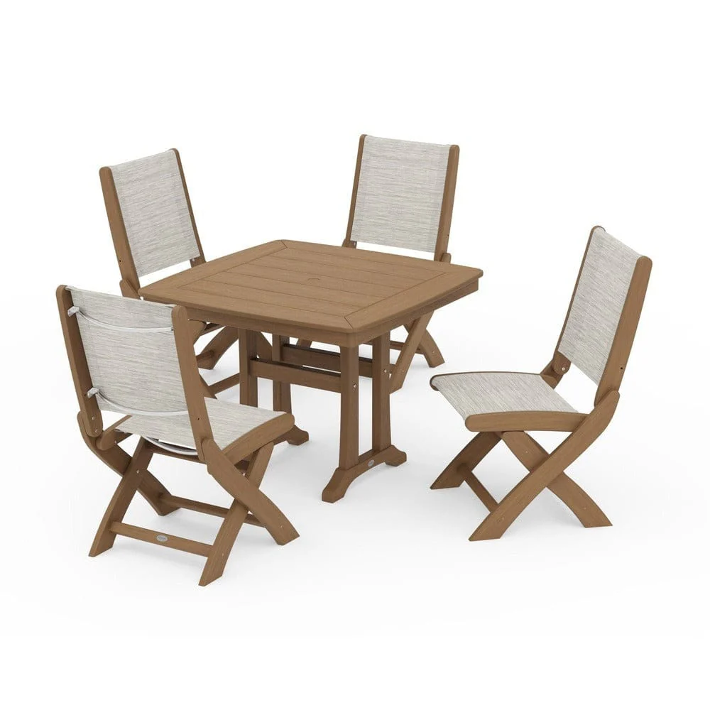 POLYWOOD® - Coastal Folding Side Chair 5-Piece Dining Set with Trestle Legs - PWS968 - Image 127