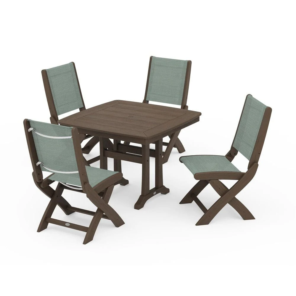 POLYWOOD® - Coastal Folding Side Chair 5-Piece Dining Set with Trestle Legs - PWS968 - Image 134
