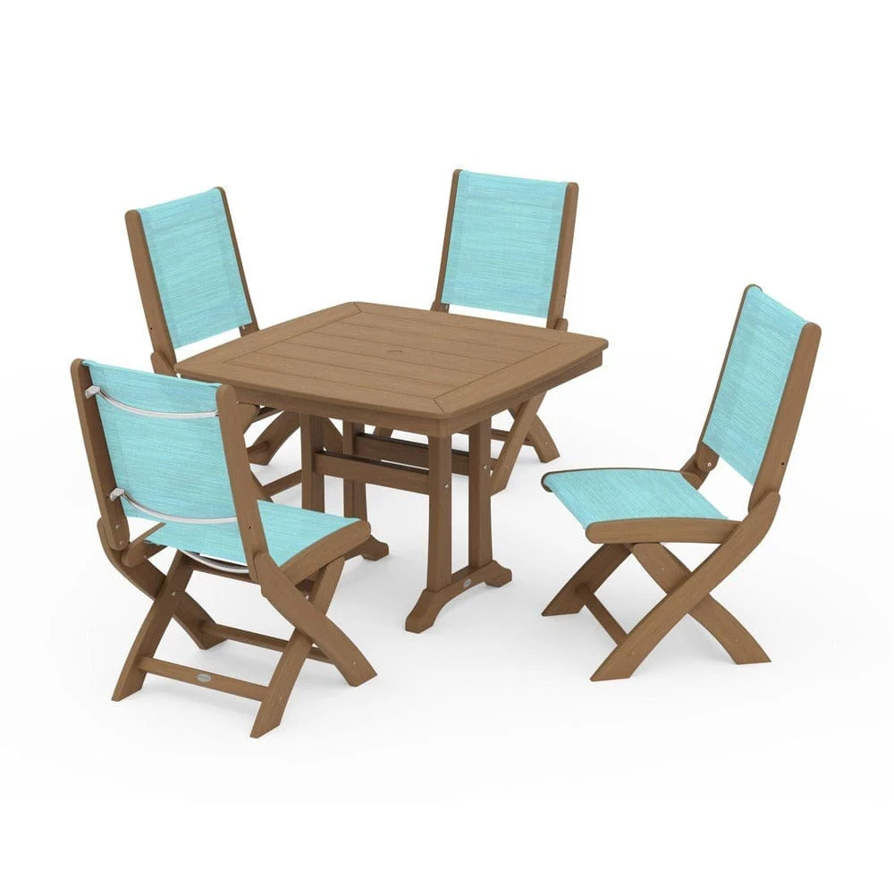 POLYWOOD® - Coastal Folding Side Chair 5-Piece Dining Set with Trestle Legs - PWS968 - Image 139