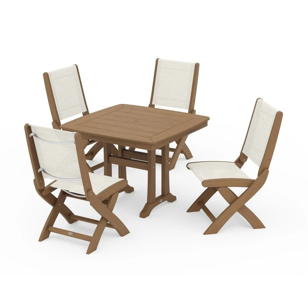 POLYWOOD® - Coastal Folding Side Chair 5-Piece Dining Set with Trestle Legs - PWS968 - Image 141