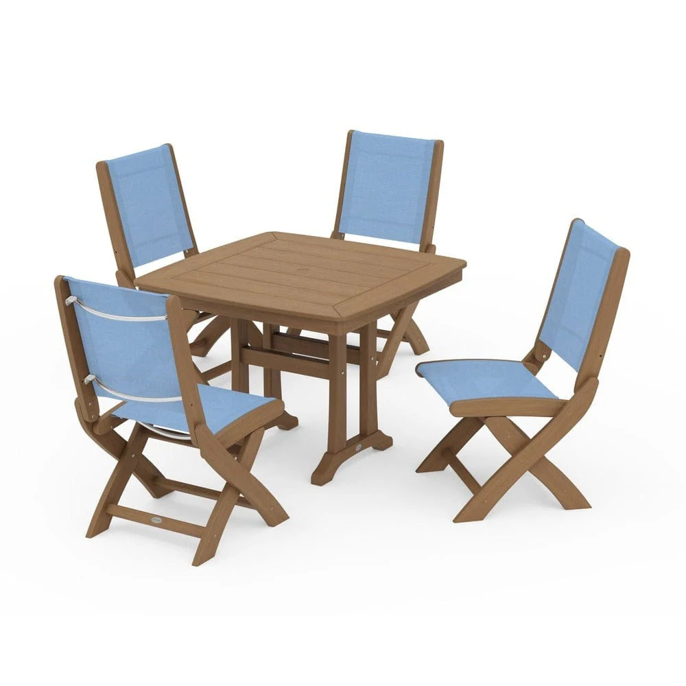 POLYWOOD® - Coastal Folding Side Chair 5-Piece Dining Set with Trestle Legs - PWS968 - Image 149