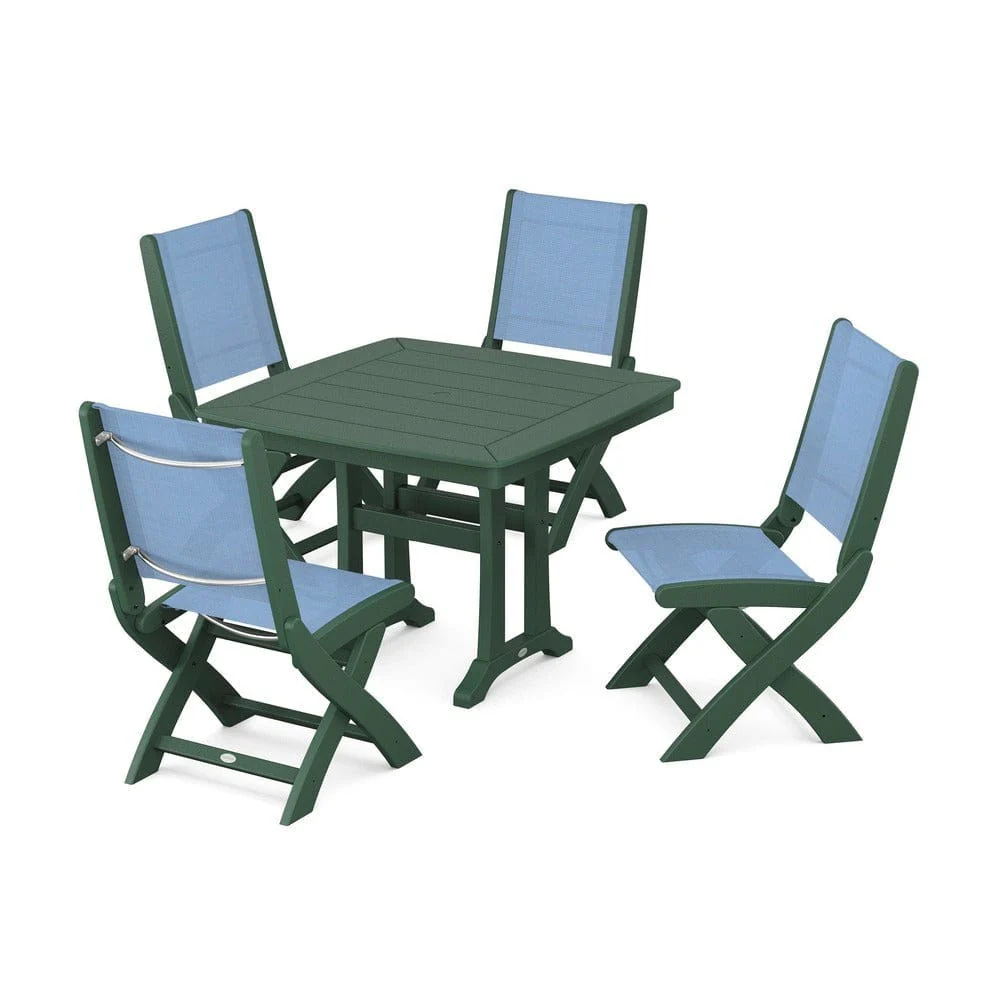 POLYWOOD® - Coastal Folding Side Chair 5-Piece Dining Set with Trestle Legs - PWS968 - Image 26