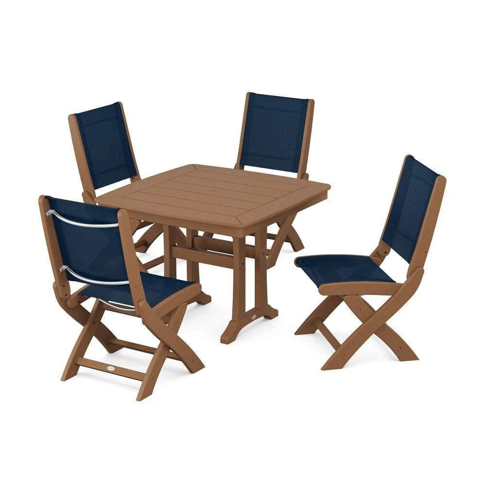 POLYWOOD® - Coastal Folding Side Chair 5-Piece Dining Set with Trestle Legs - PWS968 - Image 57