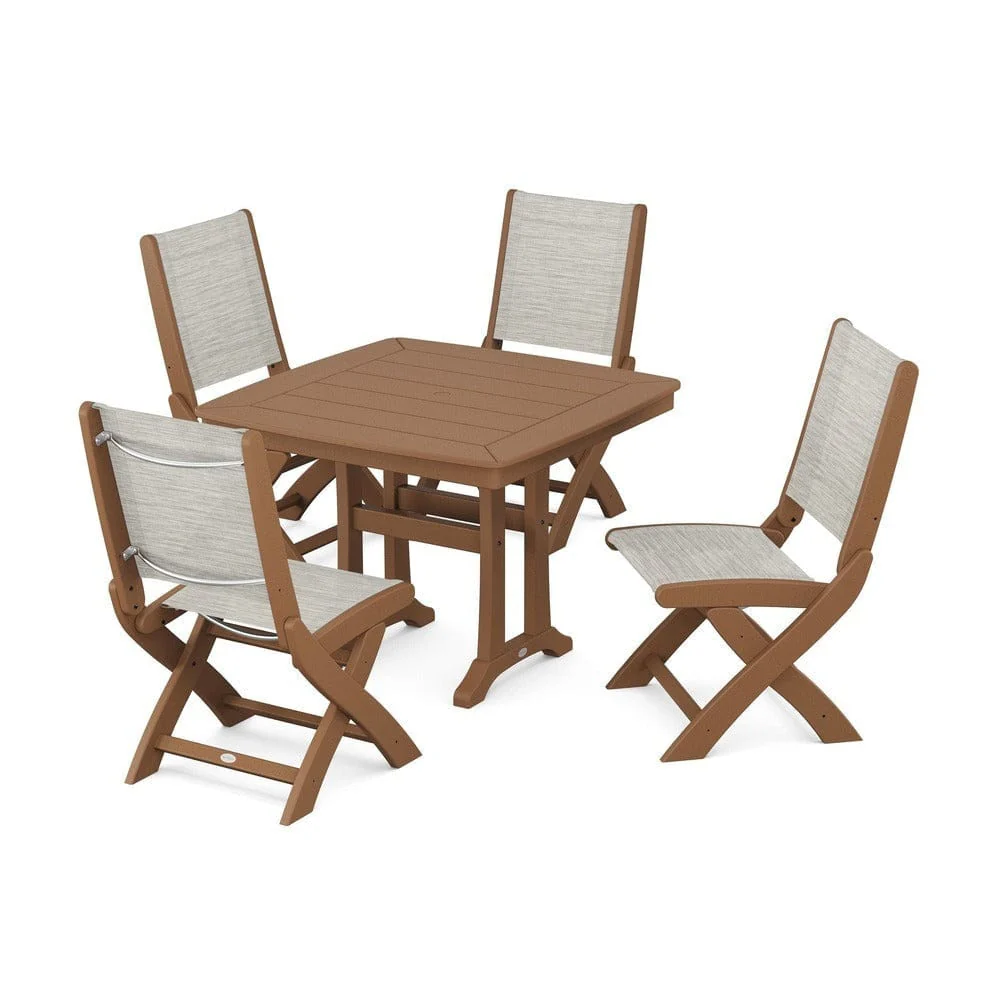 POLYWOOD® - Coastal Folding Side Chair 5-Piece Dining Set with Trestle Legs - PWS968 - Image 67