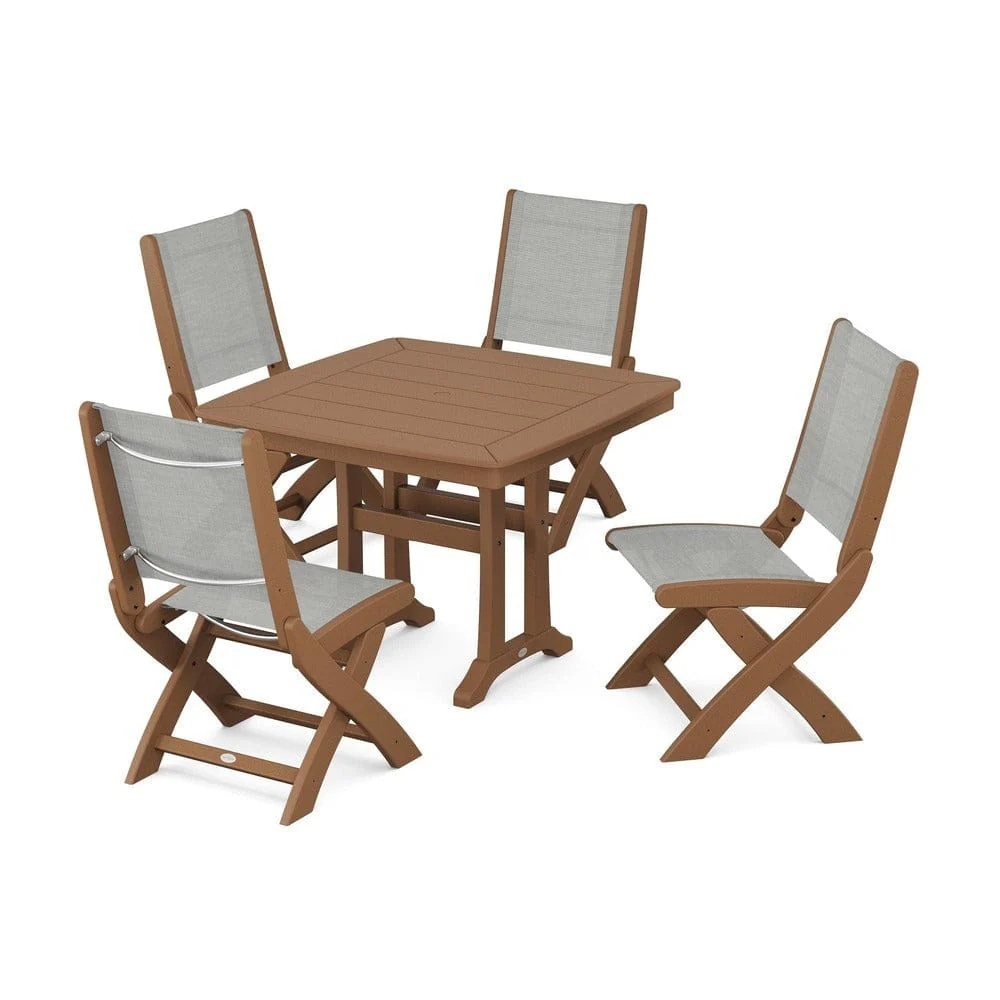 POLYWOOD® - Coastal Folding Side Chair 5-Piece Dining Set with Trestle Legs - PWS968 - Image 82