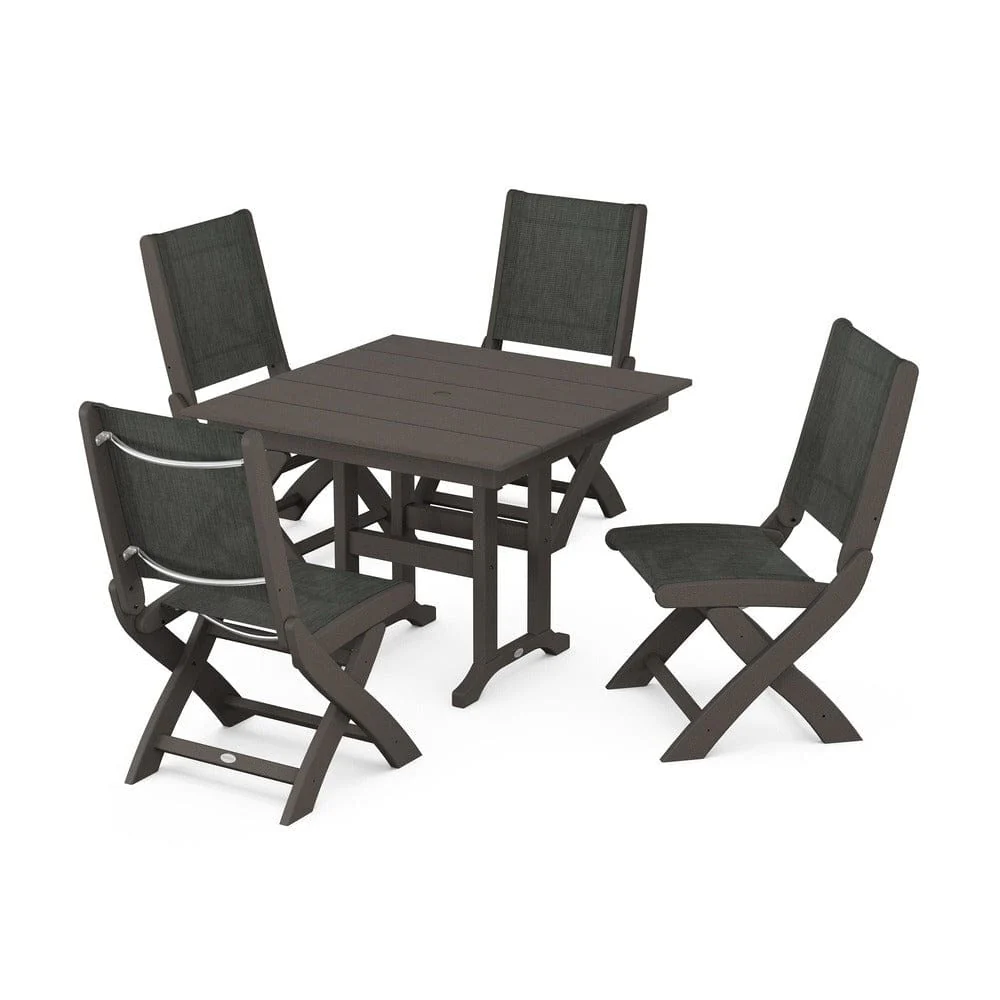 POLYWOOD® - Coastal Folding Side Chair 5-Piece Farmhouse Dining Set - PWS1143 - Image 102