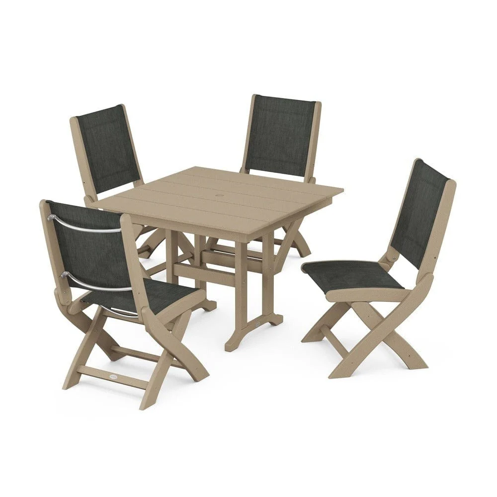 POLYWOOD® - Coastal Folding Side Chair 5-Piece Farmhouse Dining Set - PWS1143 - Image 105