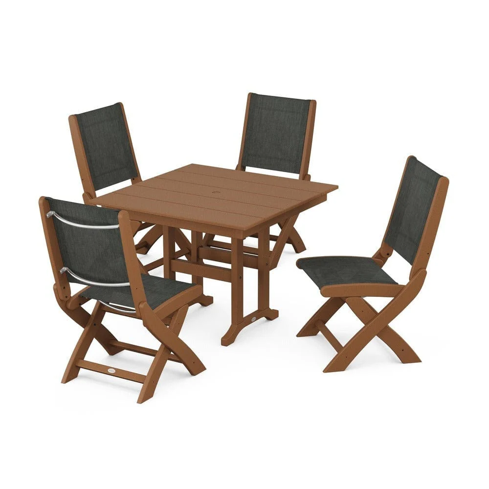 POLYWOOD® - Coastal Folding Side Chair 5-Piece Farmhouse Dining Set - PWS1143 - Image 111