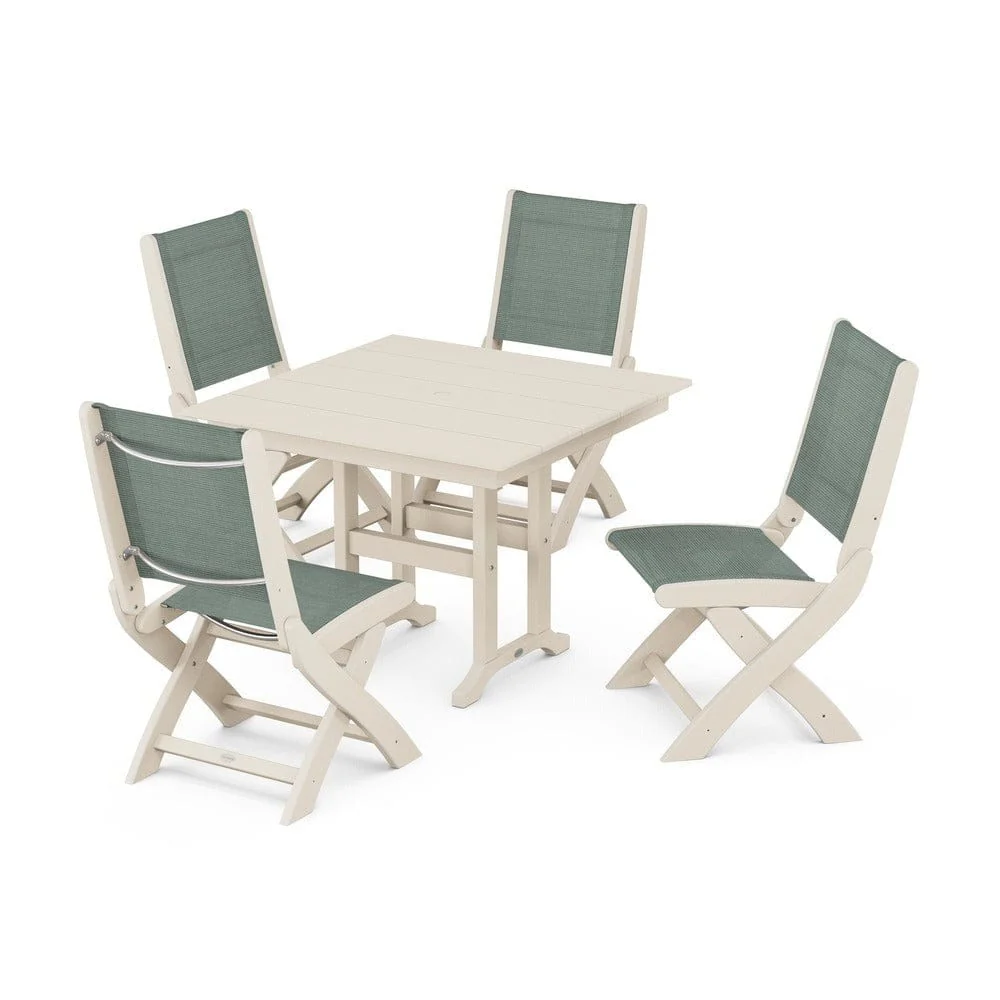 POLYWOOD® - Coastal Folding Side Chair 5-Piece Farmhouse Dining Set - PWS1143 - Image 12