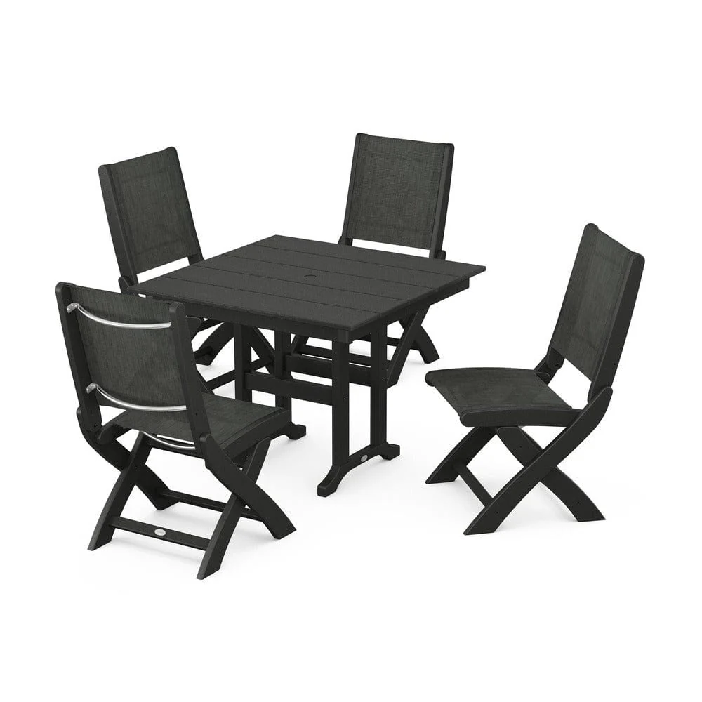 POLYWOOD® - Coastal Folding Side Chair 5-Piece Farmhouse Dining Set - PWS1143 - Image 20