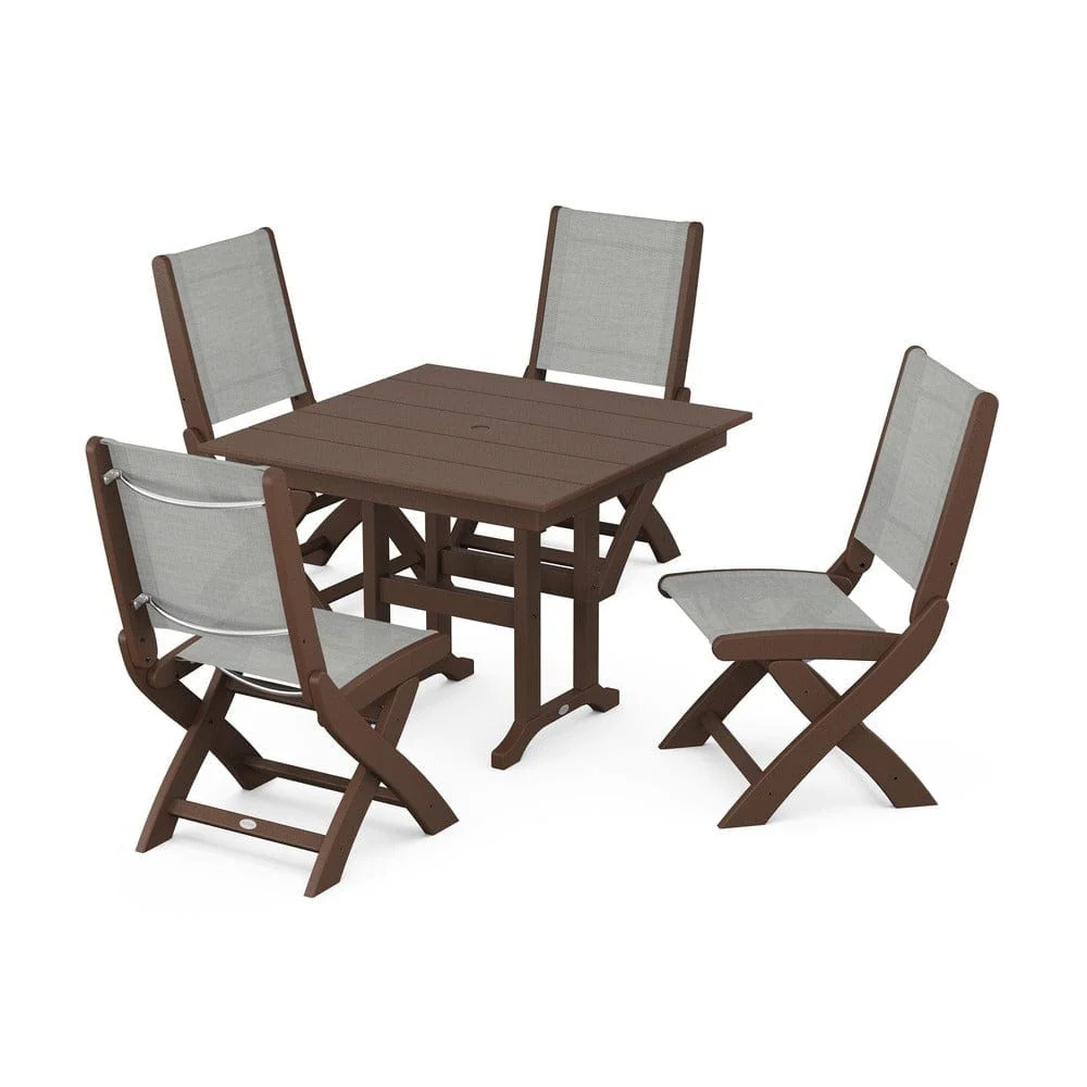 POLYWOOD® - Coastal Folding Side Chair 5-Piece Farmhouse Dining Set - PWS1143 - Image 21