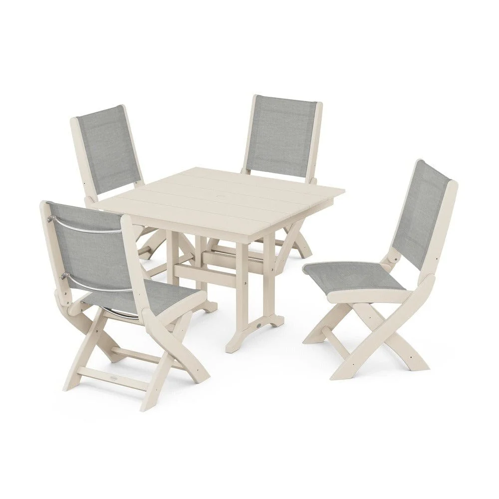 POLYWOOD® - Coastal Folding Side Chair 5-Piece Farmhouse Dining Set - PWS1143 - Image 32