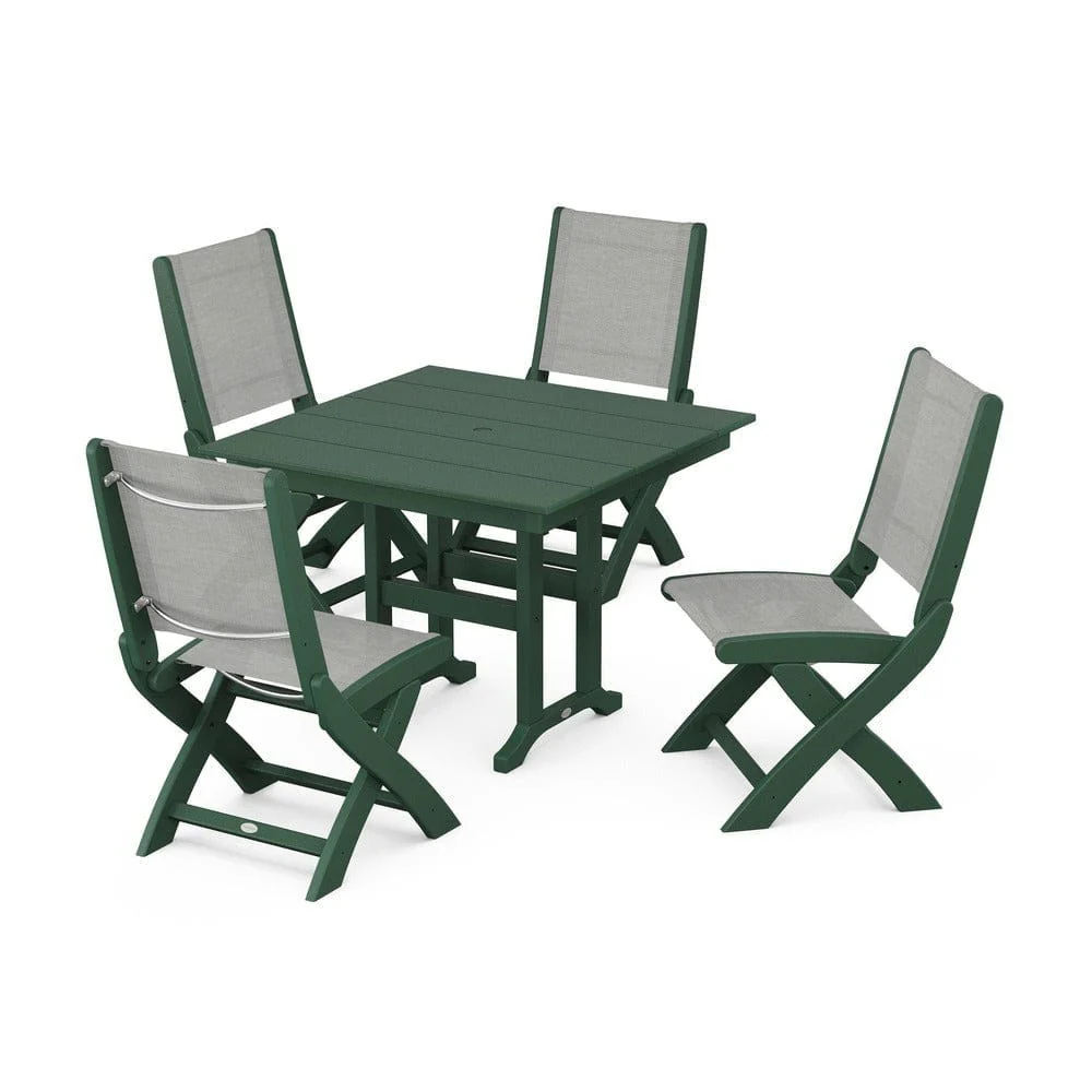 POLYWOOD® - Coastal Folding Side Chair 5-Piece Farmhouse Dining Set - PWS1143 - Image 46