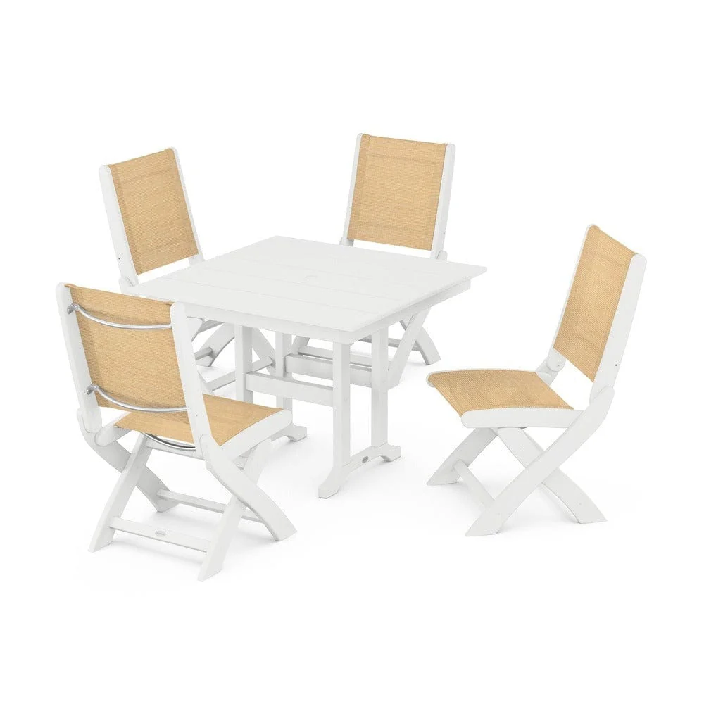 POLYWOOD® - Coastal Folding Side Chair 5-Piece Farmhouse Dining Set - PWS1143 - Image 47