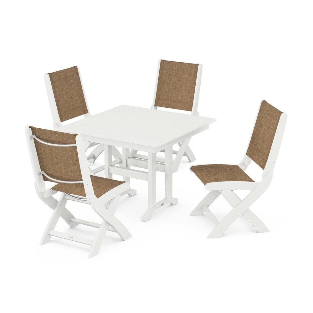 POLYWOOD® - Coastal Folding Side Chair 5-Piece Farmhouse Dining Set - PWS1143 - Image 55
