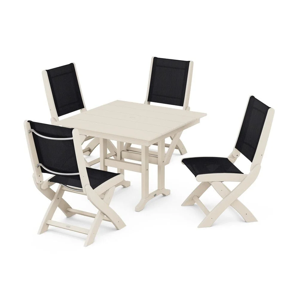 POLYWOOD® - Coastal Folding Side Chair 5-Piece Farmhouse Dining Set - PWS1143 - Image 66
