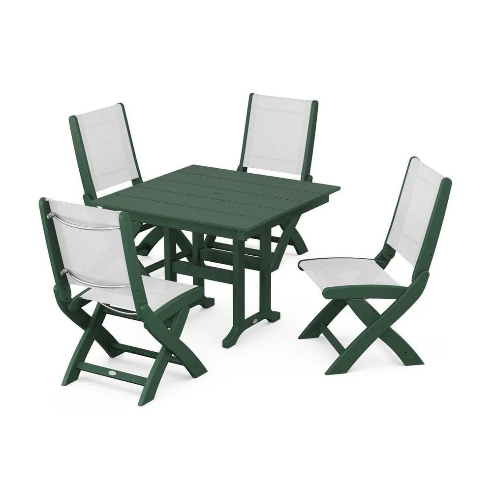 POLYWOOD® - Coastal Folding Side Chair 5-Piece Farmhouse Dining Set - PWS1143 - Image 72