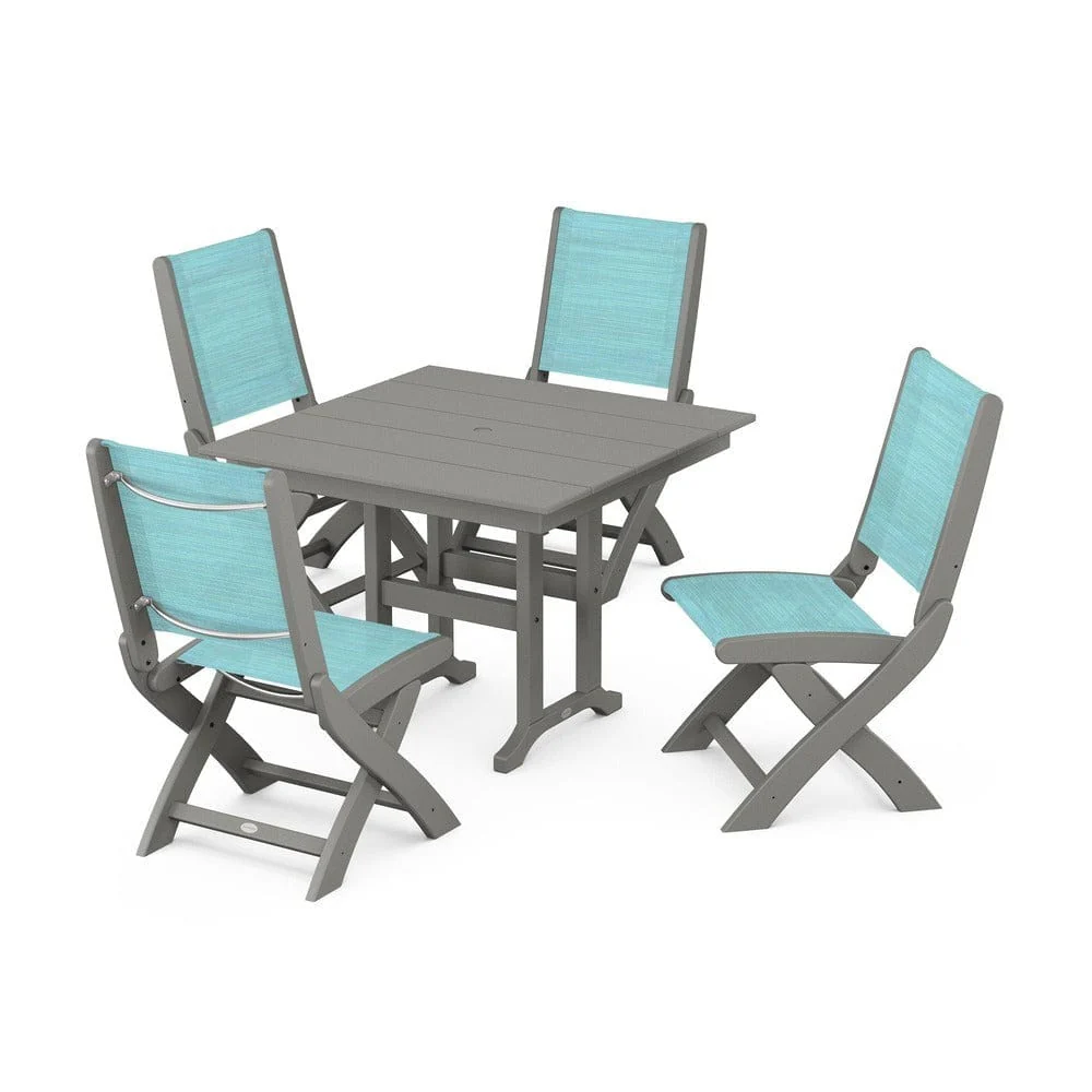 POLYWOOD® - Coastal Folding Side Chair 5-Piece Farmhouse Dining Set - PWS1143 - Image 77