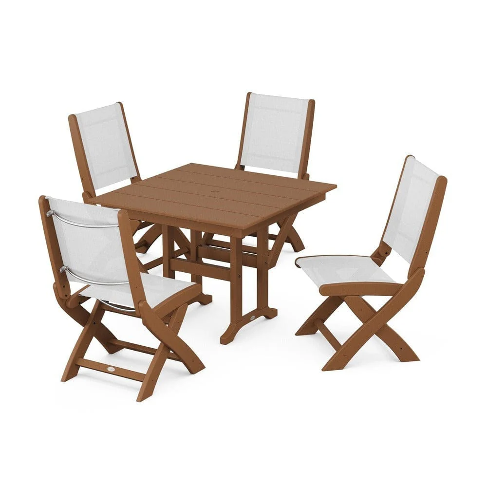 POLYWOOD® - Coastal Folding Side Chair 5-Piece Farmhouse Dining Set - PWS1143 - Image 81