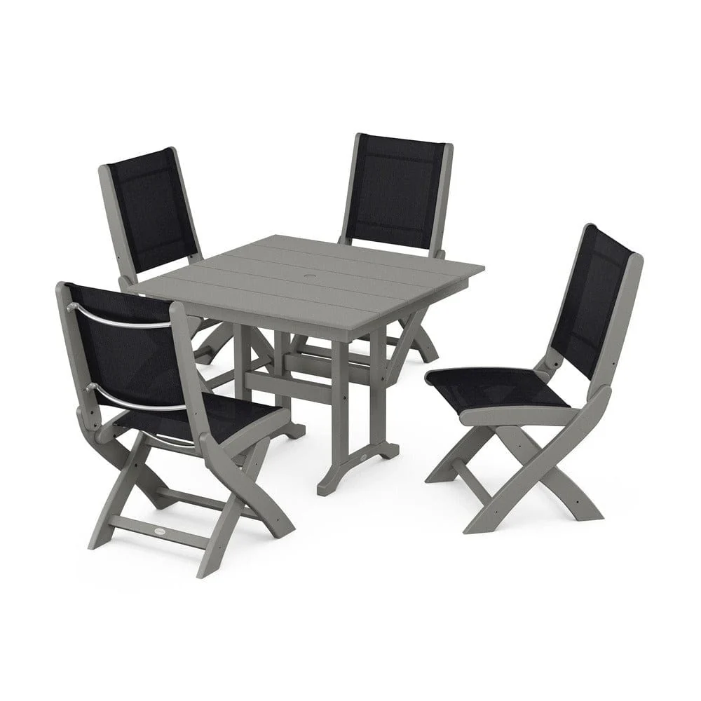 POLYWOOD® - Coastal Folding Side Chair 5-Piece Farmhouse Dining Set - PWS1143 - Image 85