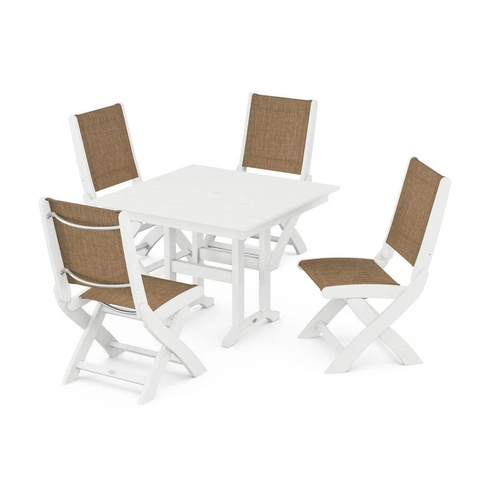 POLYWOOD® - Coastal Folding Side Chair 5-Piece Farmhouse Dining Set - PWS1143 - Image 87