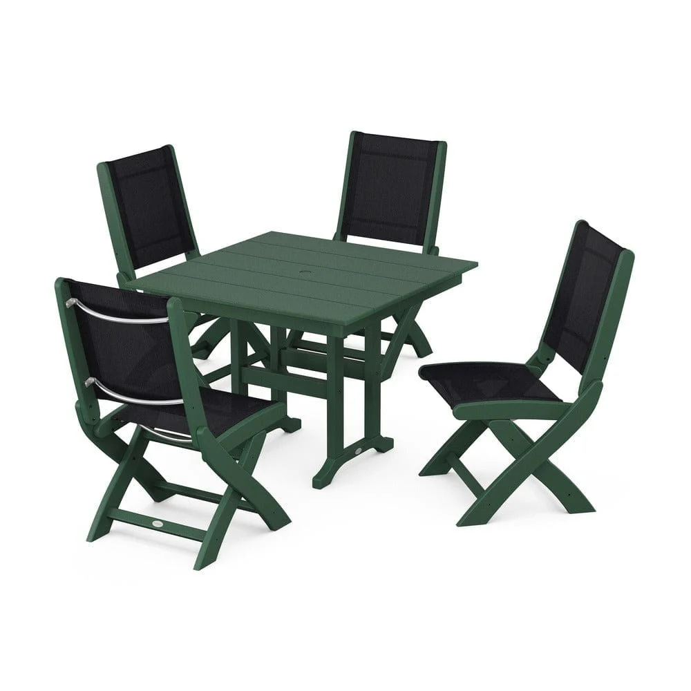 POLYWOOD® - Coastal Folding Side Chair 5-Piece Farmhouse Dining Set - PWS1143 - Image 90