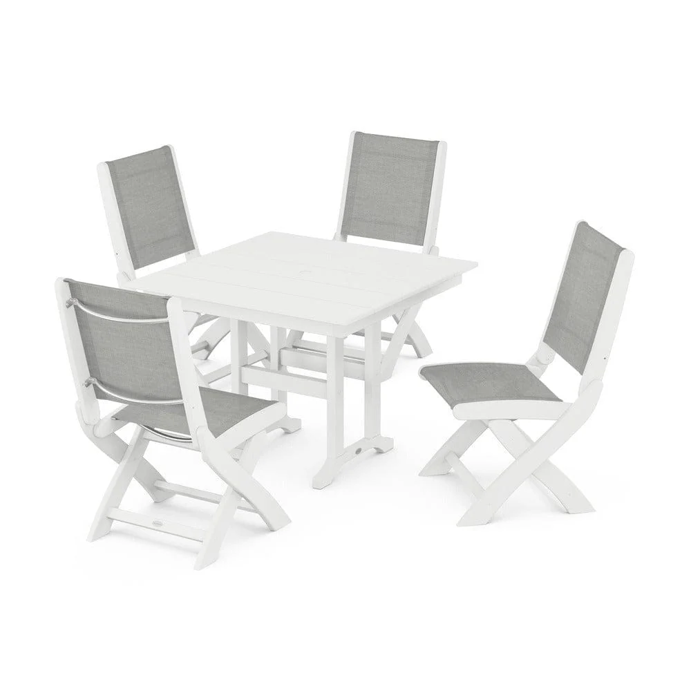 POLYWOOD® - Coastal Folding Side Chair 5-Piece Farmhouse Dining Set - PWS1143 - Image 96